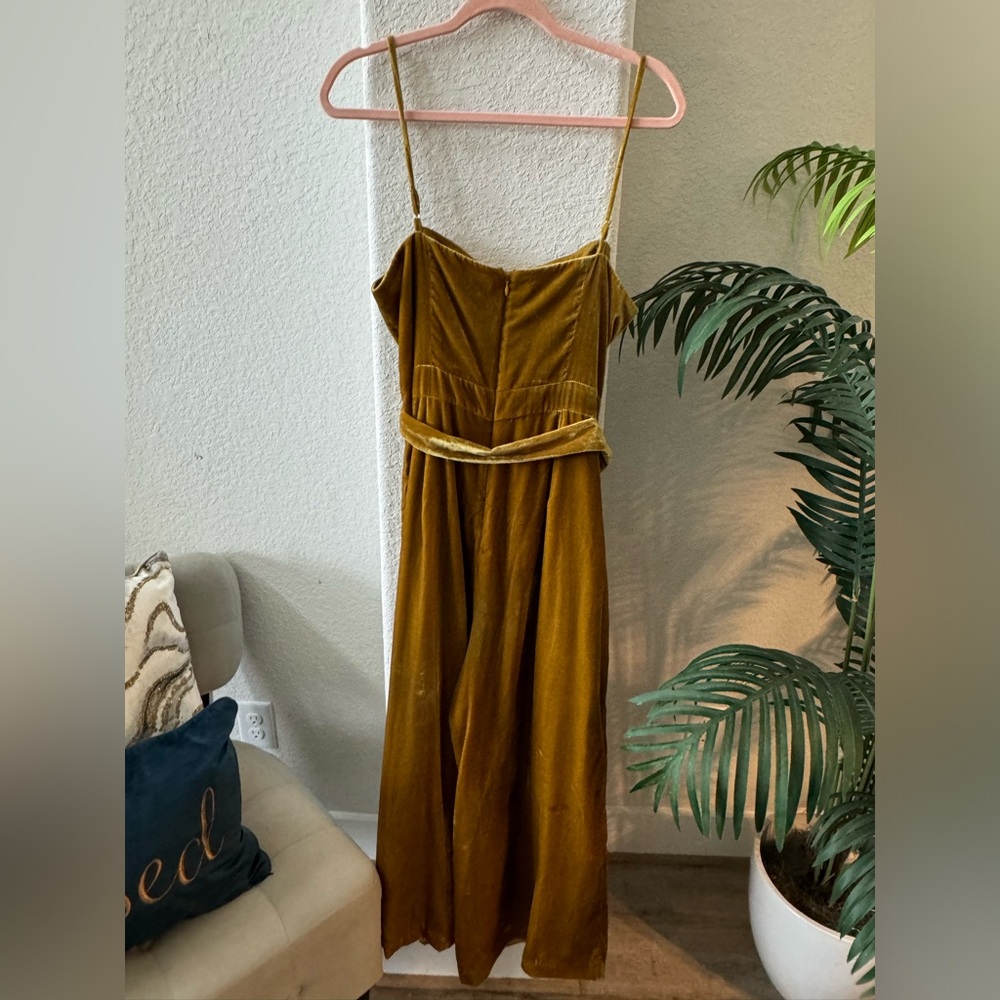 J crew velvet yellow jumpsuit size 12 - Picture 6 of 10